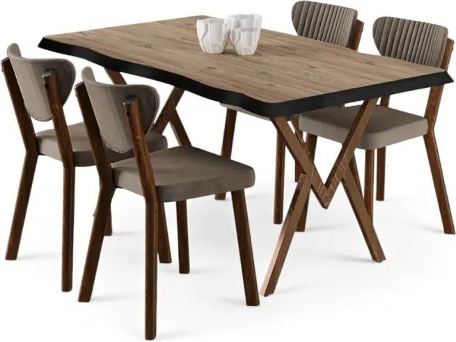 Akort étkezőgarnitúra, atlanti fenyő-cappuccino, 130 cm