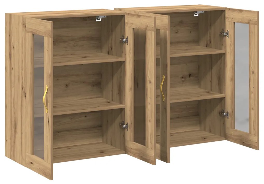 Fali Szekrények 2 db Kézműves Tölgy 69,5x34x90 cm Mérnöki Fa