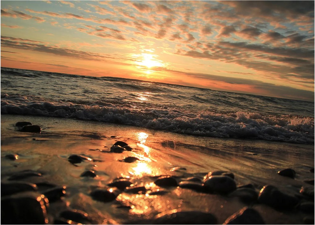 Kép - Naplemente az óceán mellett (üvegen) (70x50 cm)