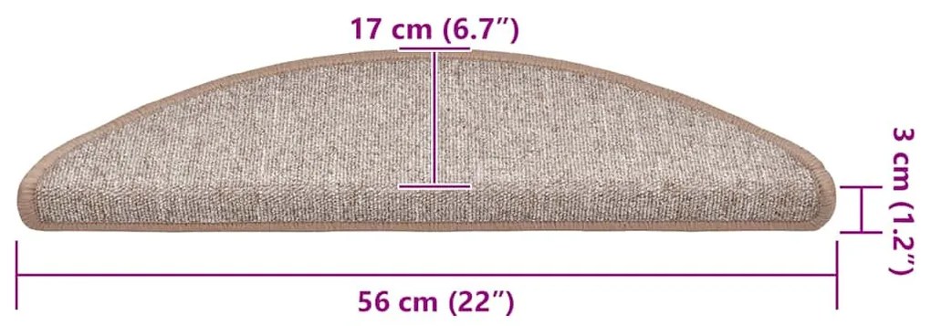 20 db világosbarna lépcsőszőnyeg 56x17x3 cm