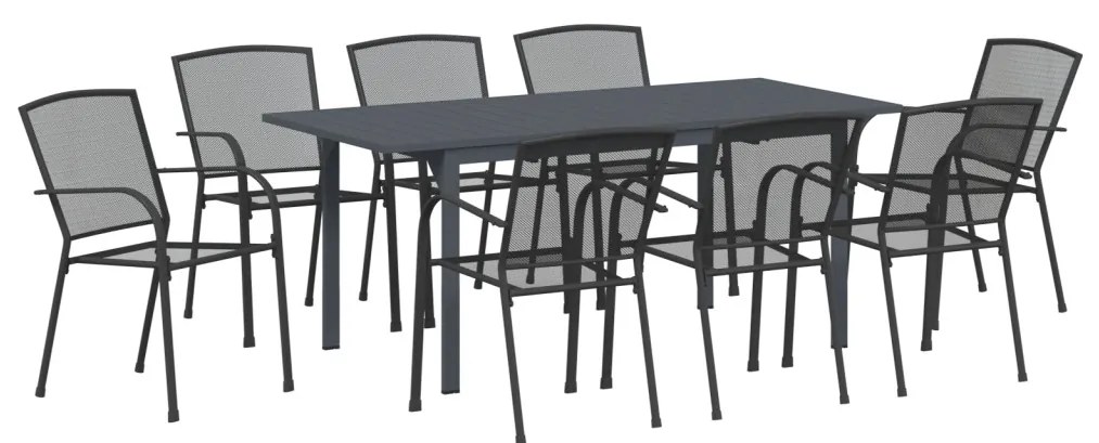 9 részes kerti étkező garnitúra anthracite acél