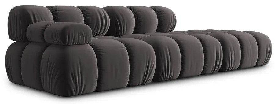 Sötétszürke bársony kanapé 282 cm Bellis – Micadoni Home