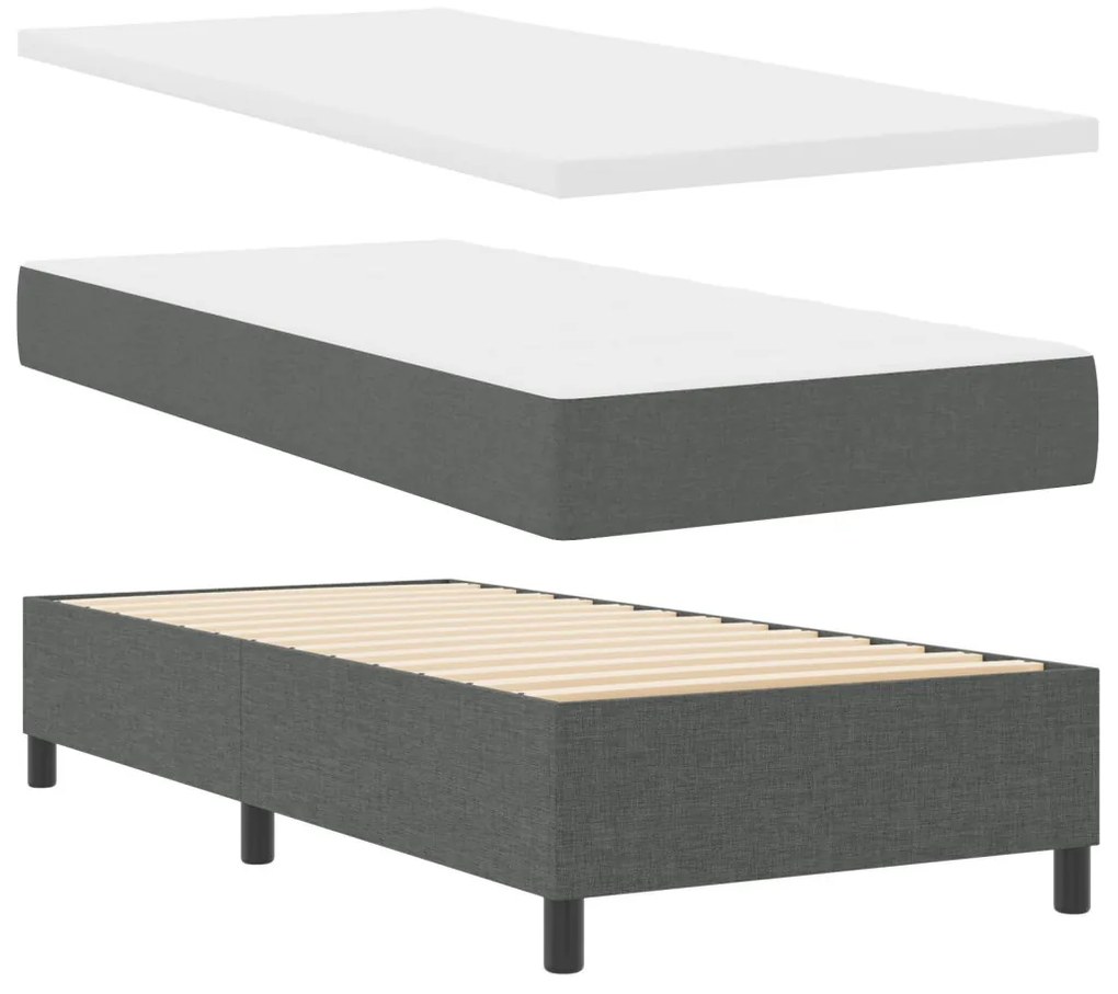 Rugós ágy matraccal és LED világítással - Sötétszürke, 90 x 200 cm szövet