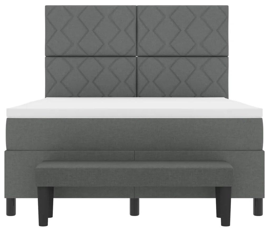 Box Spring Ágy Matraccal és Pad Sötétszürke 140x190 cm Szövet