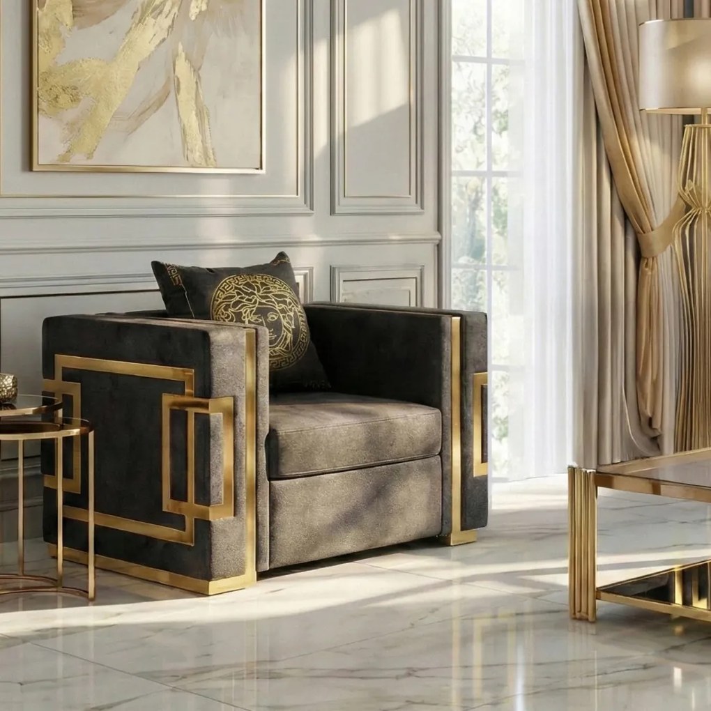 PALLAZO 1S fotel, fekete/arany