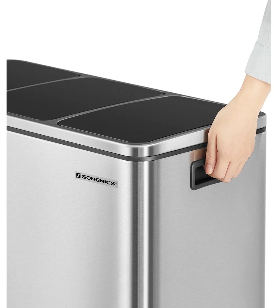 SongmicsHome SORT hulladékgyűjtő tartály 54 l (3x18 l), rozsdamentes acél