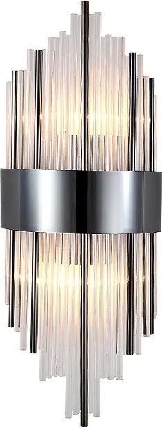 Otto Kristály fali lámpa Fekete 45 cm 2xE14, Fém és Üveg, Fekete