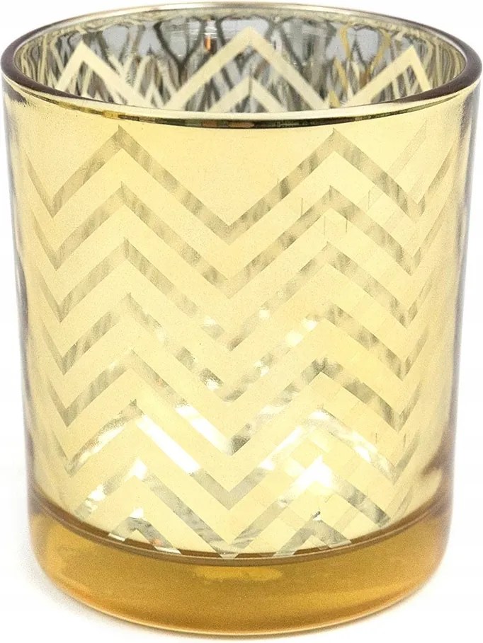 Üveg Gyertyatartó Arany 10cm Glamour Tealight Pohár
