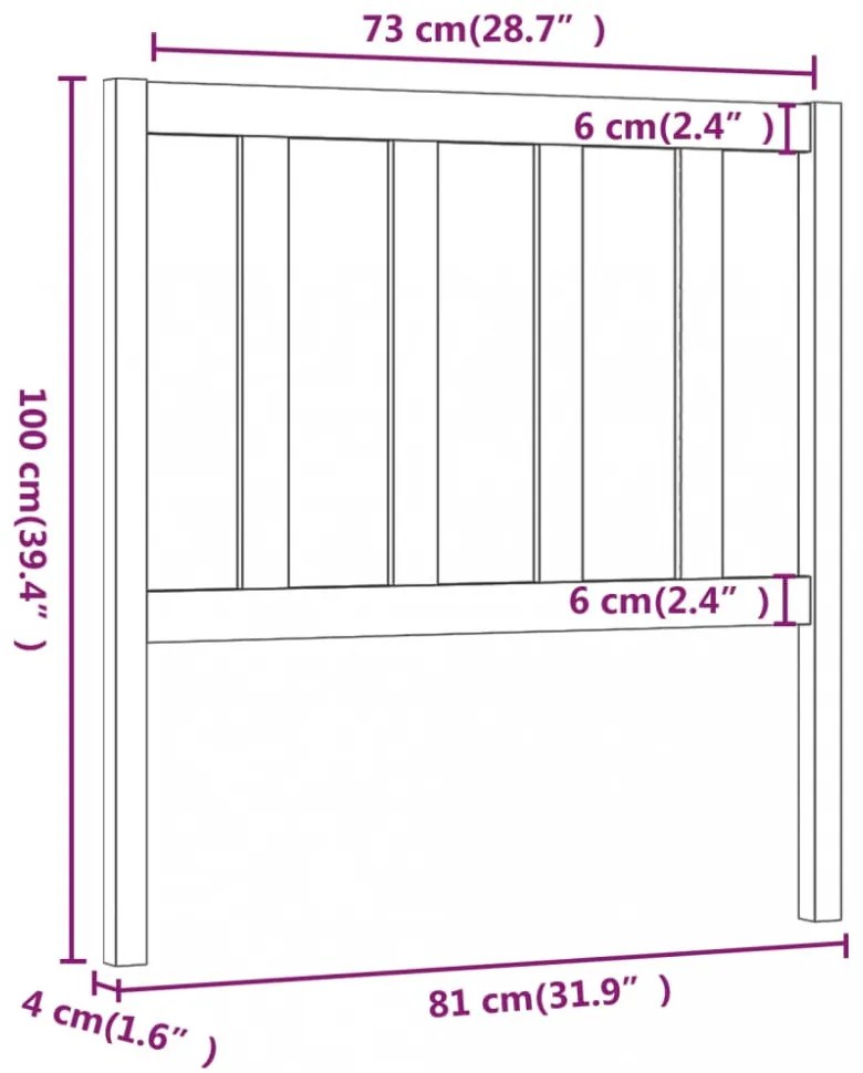 fehér tömör fenyőfa ágyfejtámla 81 x 4 x 100 cm