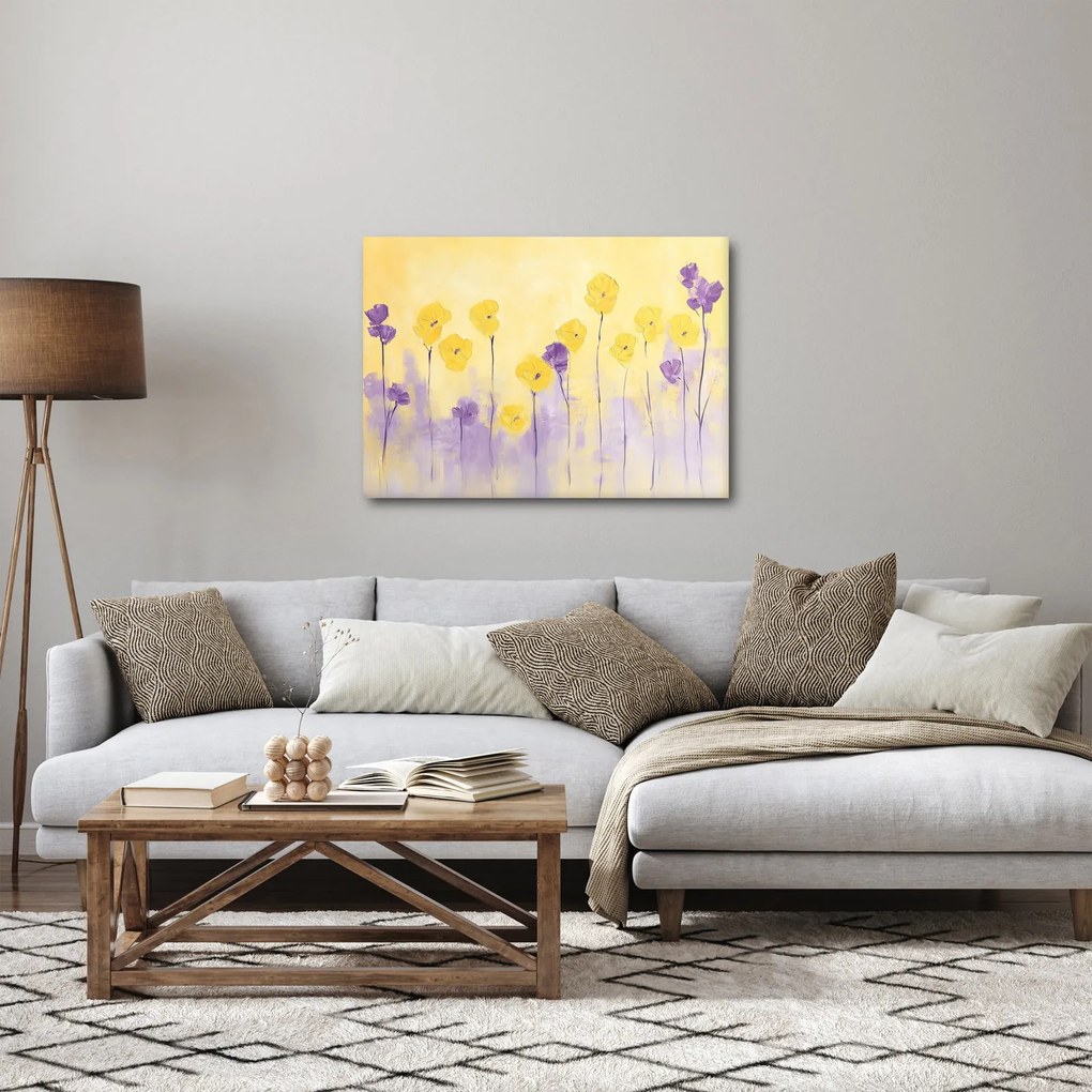Kép - Lila és sárga virágok (70x50 cm)