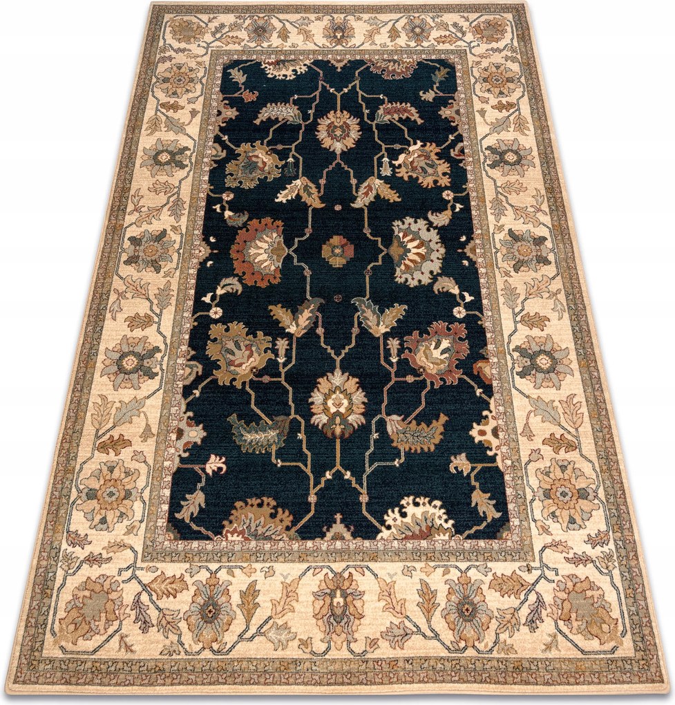 Szőnyeg Polonia 170x235 cm Loare sötétkék Keret Virágok Klasszikus Hagyomány #POL323