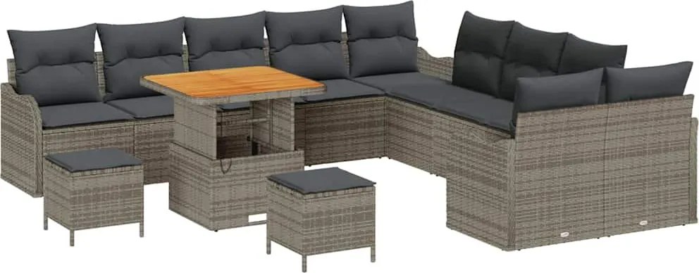 vidaXL Kerti Kanapé Szett 13 pcs Szürke polirattan