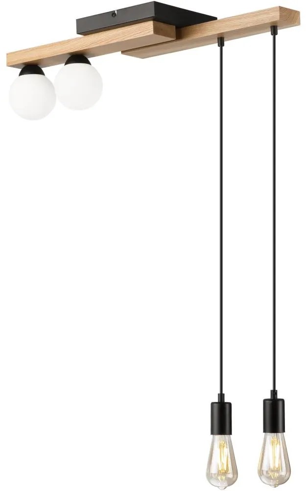 Csillár zsinóron CORTINA 2xE27/15W/230V + 2xG9/5W/230V fekete/tölgy