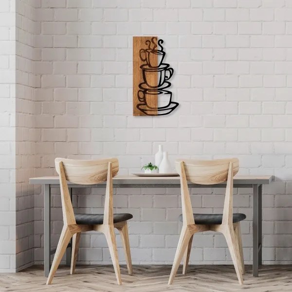 Fali dekoráció 58x34 cm fa/fém csészékkel