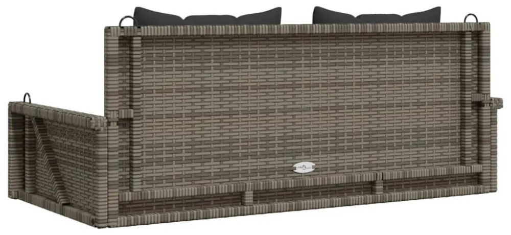 szürke polyrattan hintapad párnákkal 119x56x48 cm