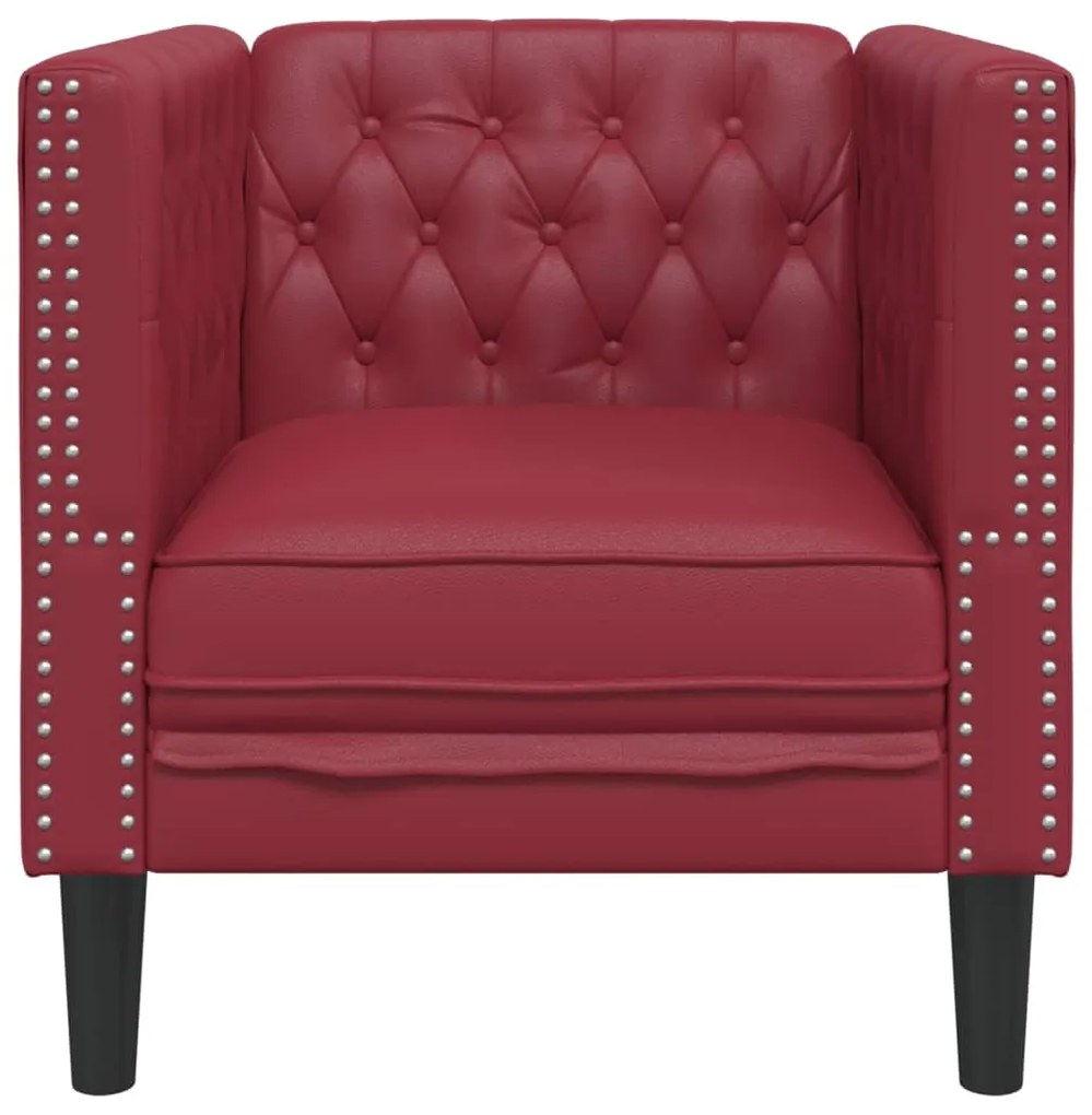 bordó műbőr Chesterfield kanapéfotel