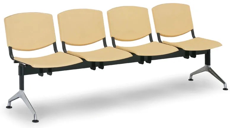 Design műanyag pad, 4 üléses, fekete
