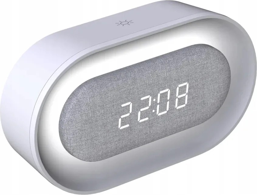 LED-es asztali éjjeli lámpa fehér ébresztőórával és hálószobai órával 3000K Polux