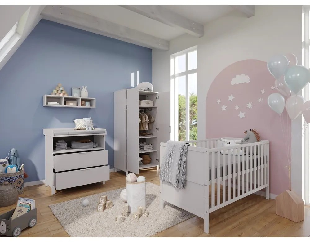 Krémszínű gyerek ruhásszekrény 89x180x54 cm Alkmaar – Germania