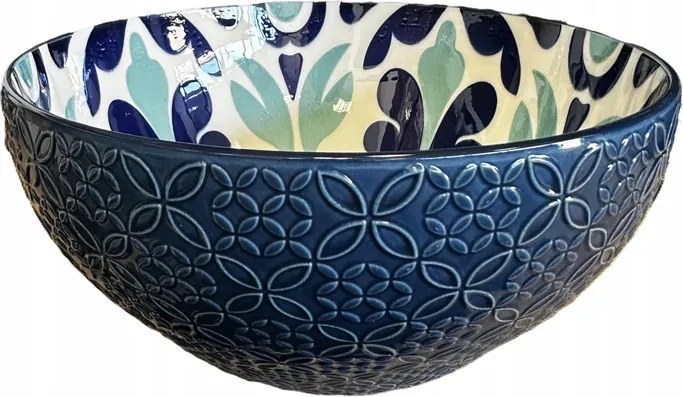 Nagy kerámia tál dombornyomással Kék 1500 ml