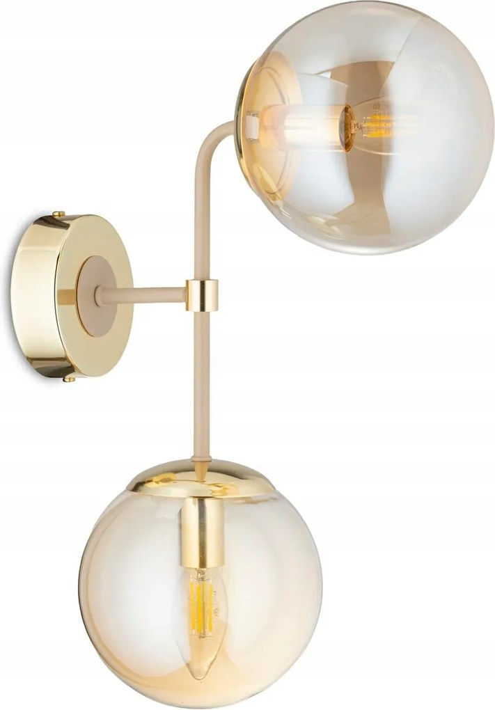 Jacob fali lámpa Bézs-arany 2xE27 Üveg Modern Nappali Taupe