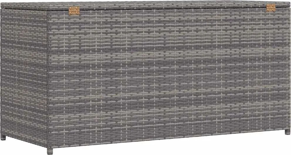 Szürke Polyrattan Kerti Tárolóláda 120 X 50 X 60 Cm