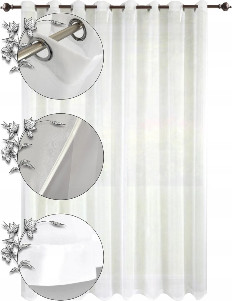 Kész függöny karikákkal, szegéllyel 240x400 voile, függöny szegéllyel, körökkel