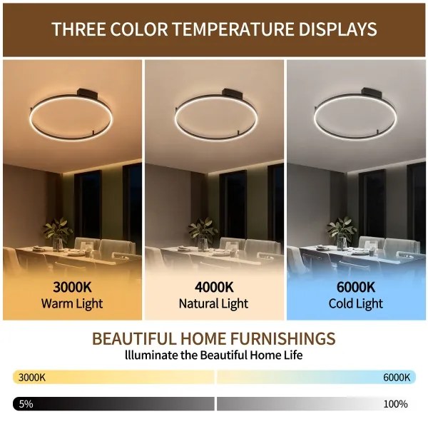 Brilagi - LED Fényerőszabályozható lámpatest PORTOFINO LED/60W/230V átm. 80 cm fekete + távirányító