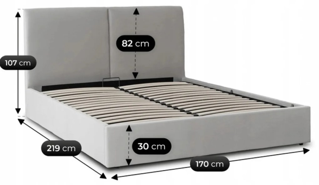 Krém Bársony Franciaágy Ágyneműtartóval. 160×200 MARSYLIA