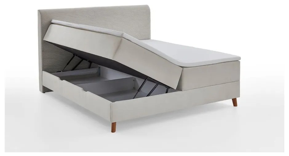 Bézs boxspring ágy tárolóhellyel 160x200 cm Memphis - Meise Möbel