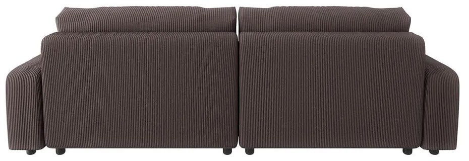 Barna kordbársony kinyitható sarokkanapé (variálható) Sara – Ropez