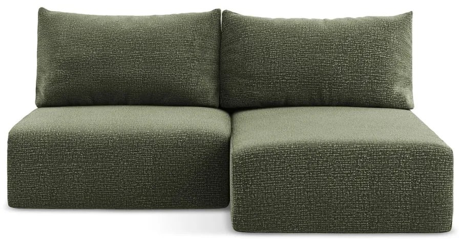 Zöld kinyitható-tárolóhelyes sarokkanapé (jobb oldali) Kalena – Makamii