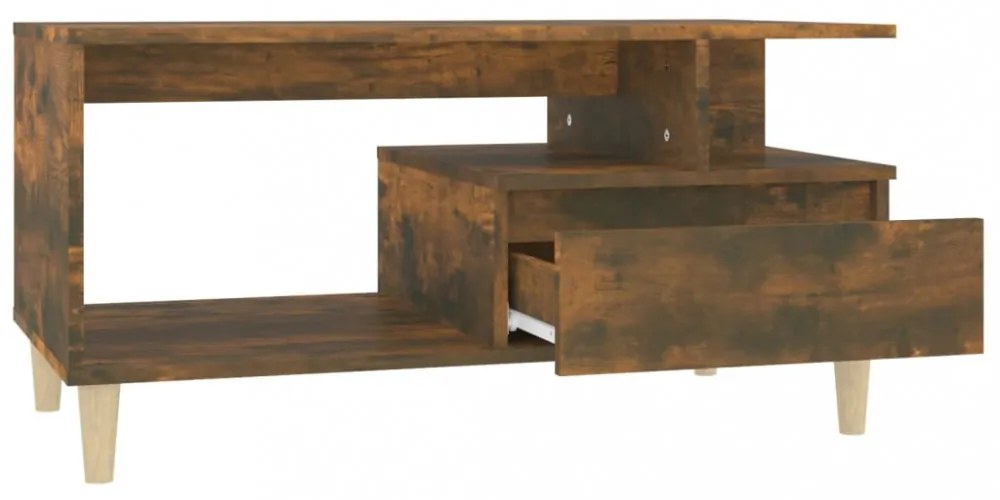 füstös tölgy színű szerelt fa dohányzóasztal 90x49x45 cm