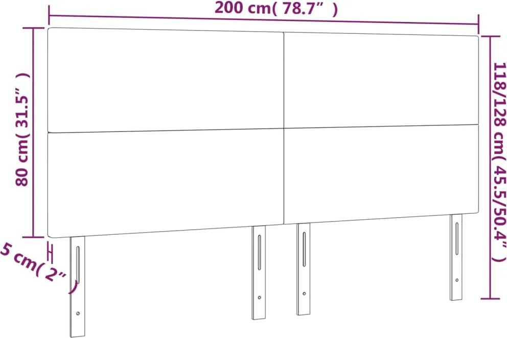 rózsaszín bársony fejtámla 200 x 5 x 118/128 cm