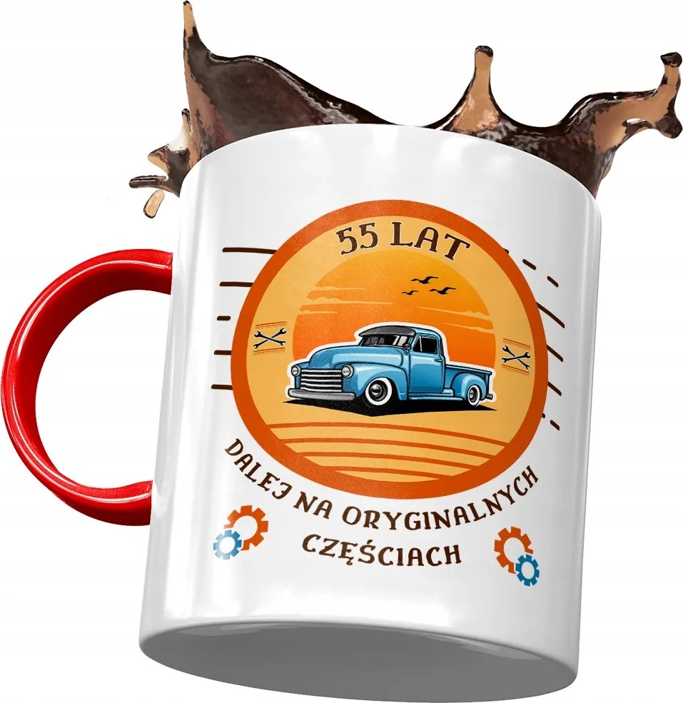 Piros Bögre Születésnapra 55 55-es 55-ös Ajándék Nyomtatott Fotóval