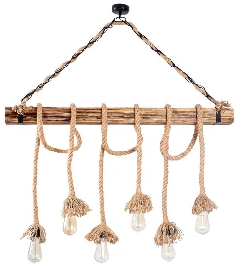 EREBOS zsinóron függő csillár, 6xE27/40W/230V, barna