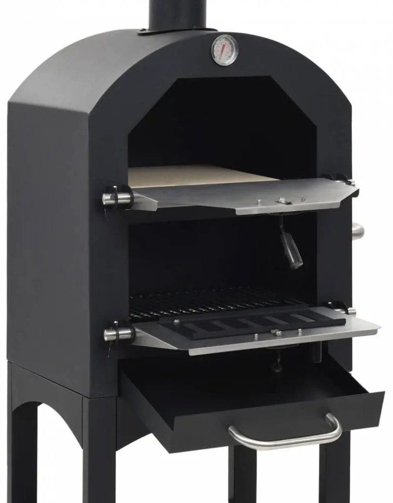 Kültéri faszenes pizzasütő kemence pizzakővel