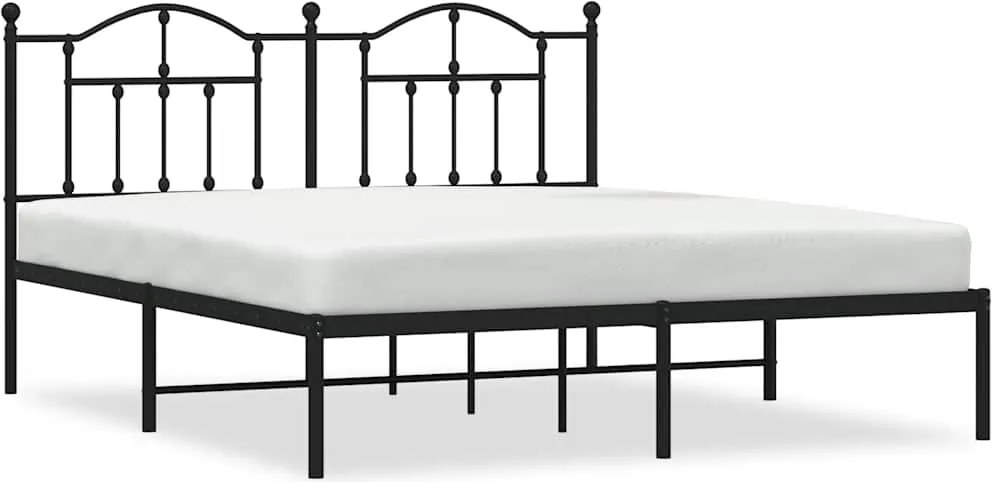 vidaXL fekete fém ágykeret fejtámlával 160 x 200 cm