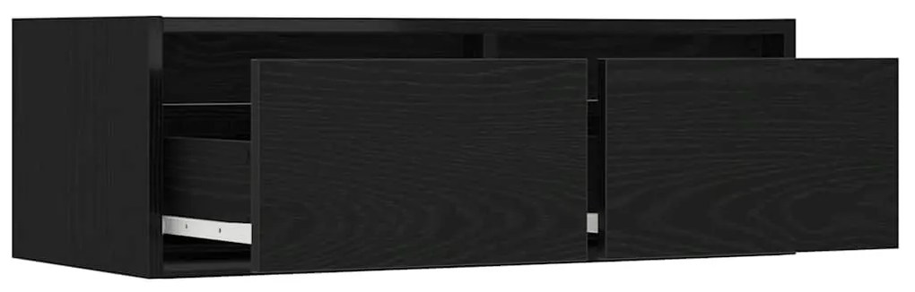 TV szekrény LED világítással fekete tölgyfa 75x35,5x25 cm