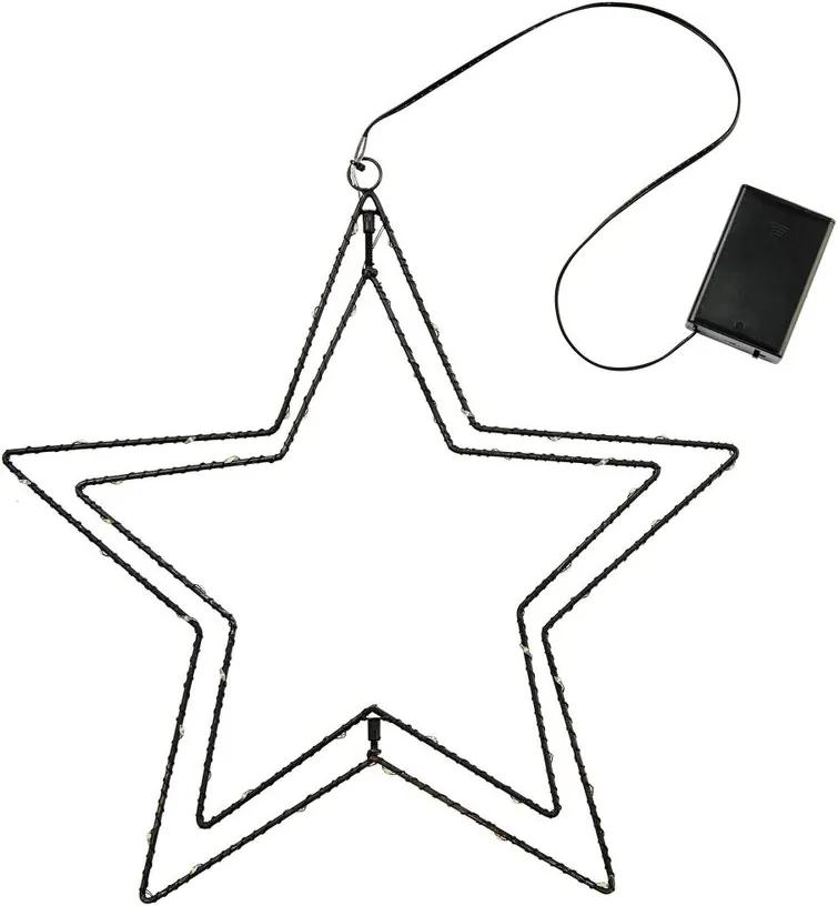 SHINING STAR függeszthető dekorcsillag égőkkel fekete fém, Ø 36 cm