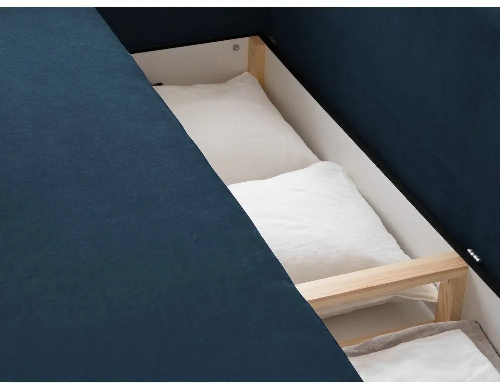 Sötétkék kinyitható tárolóhelyes kanapé 231 cm Elen – Micadoni