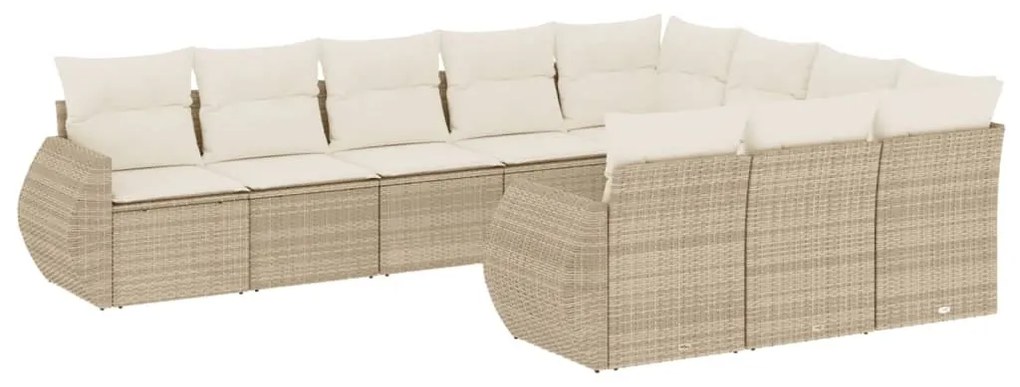 10 részes bézs polyrattan kerti ülőgarnitúra párnával