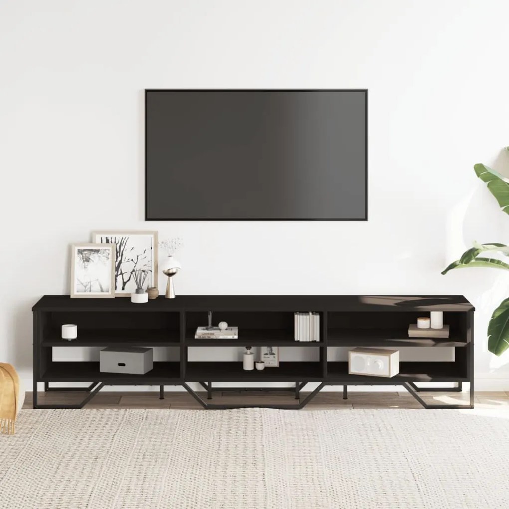 fekete szerelt fa TV-szekrény 180 x 34 x 41 cm
