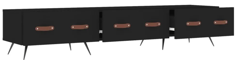 fekete szerelt fa TV-szekrény 150 x 36 x 50 cm