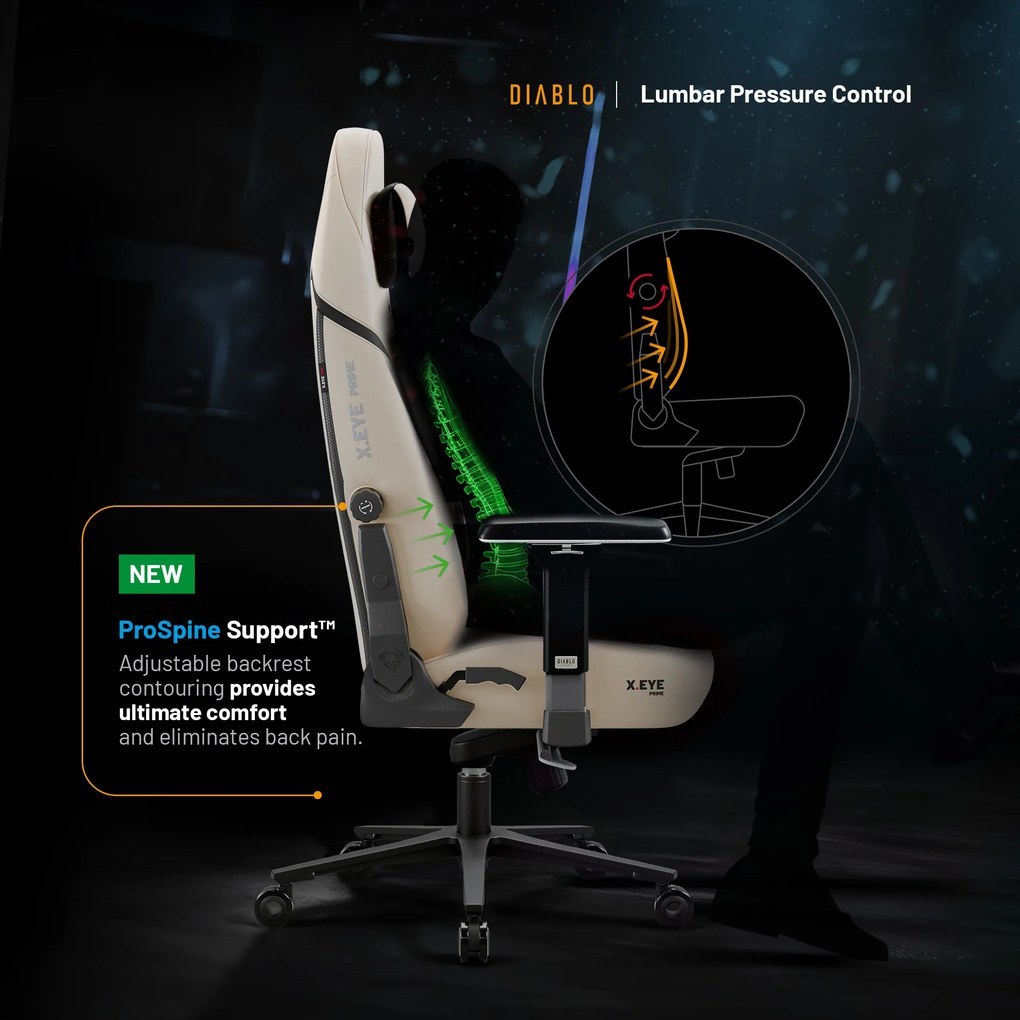 Gamer szék Normal Size bézs-fekete: Diablo X-Eye Prime Desert Storm