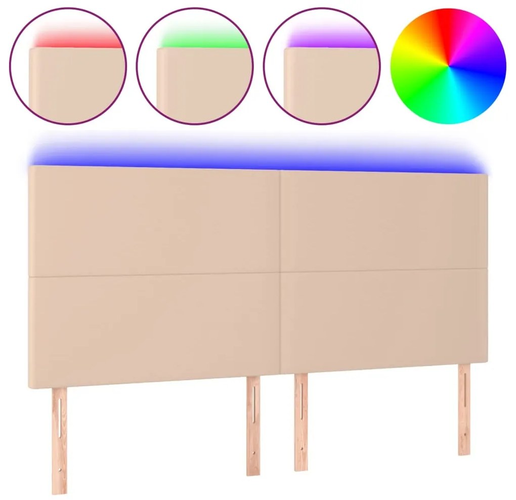 cappuccino műbőr LED-es fejtámla 160x5x118/128 cm