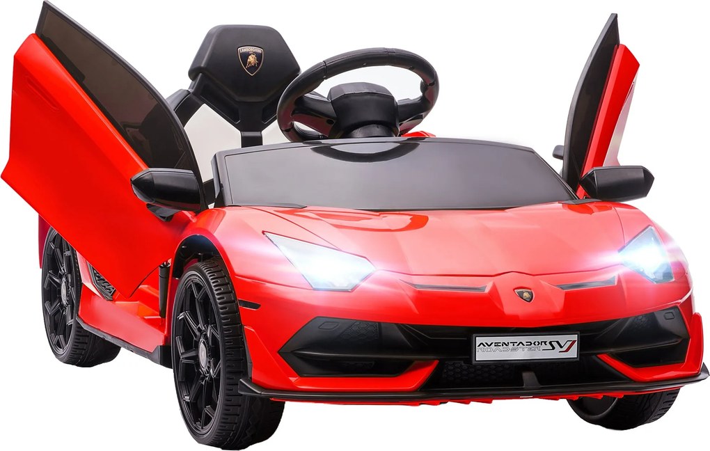 HOMCOM Gyerek Elektromos Autó LAMBORGHINI AVENTADOR SVJ ROADSTER 12V Gyermek Jármű 2.4G Távirányítóval, 2 Motorral, MP3 Farokkal, Zenével, Lágy Indítá