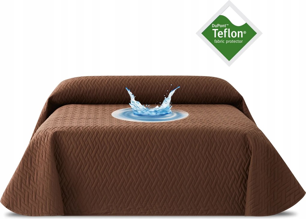 Ágytakaró vízálló teflon 200 x 270 cm barna steppelt ágytakaró