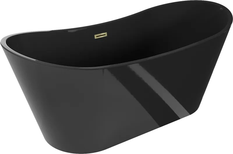 Mexen Montana szabadon álló kád 170 x 80 cm, fekete, arany túlfolyóval - 52011708070-50