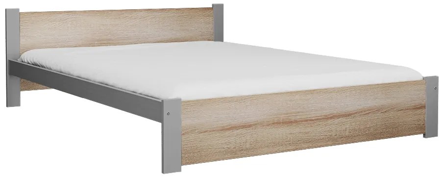 Ágy IKAROS 180 x 200 cm, sonoma tölgy/szürke Ágyrács: Ágyrács nélkül, Matrac: Deluxe 10 cm matrac